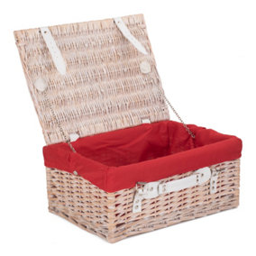 Red Hamper EH138R Wicker 41cm White Hamper with Red Lining