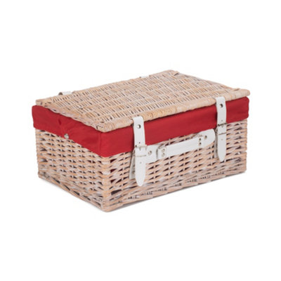 Red Hamper EH138R Wicker 41cm White Hamper with Red Lining