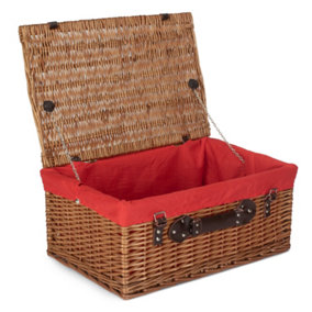 Red Hamper EH151R Wicker 56cm Double Steamed Picnic Hamper Basket With Red Lining