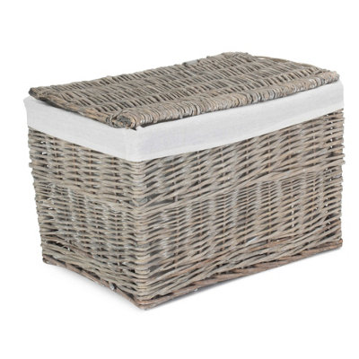 Red Hamper EH158 Wicker 47cm Grey Wash Finish Storage Hamper Basket