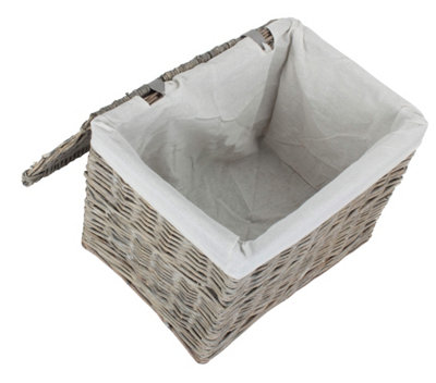 Red Hamper EH158 Wicker 47cm Grey Wash Finish Storage Hamper Basket