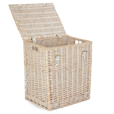 Red Hamper EH170 Wicker Small White Wash Vintner Storage Picnic Basket