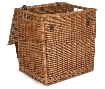 Red Hamper EH175 Wicker Large Double Steamed Vintner Storage Picnic Basket