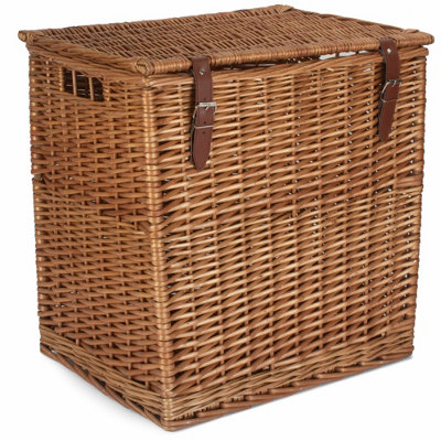 Red Hamper 36cm White Wash Willow Wicker Picnic Basket