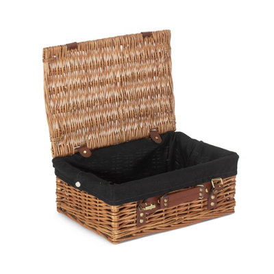 Red Hamper EH176B Wicker 35cm Light Steamed Picnic Basket with Black Lining