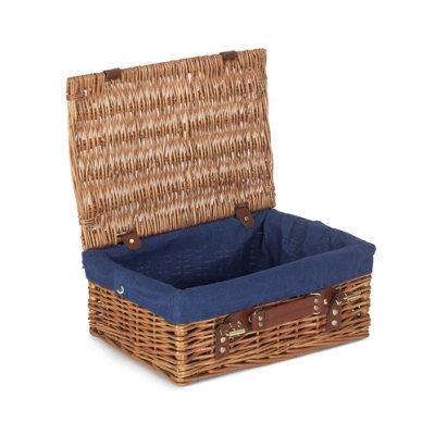 Red Hamper EH176N Wicker 35cm Light Steamed Picnic Basket with Blue Lining