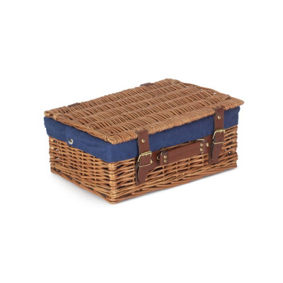 Red Hamper EH176N Wicker 35cm Light Steamed Picnic Basket with Blue Lining