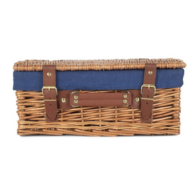 Red Hamper EH176N Wicker 35cm Light Steamed Picnic Basket with Blue Lining