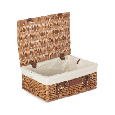 Red Hamper EH176W Wicker 35cm Light Steamed Picnic Basket with White Lining