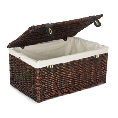 Red Hamper EH181W Wicker 50cm Chocolate Brown Coton Lined Picnic Basket ...