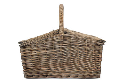 Red Hamper Rouge Hamper FH023 4 Personne de Luxe Rétro Double Lidded Wicker Aménagée Panier Pique-Nique, Brown, 24 x 48 x 36 cm, Marron