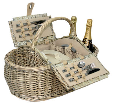 Red Hamper FH030 Wicker 4 Person Boat Fitted Picnic Basket