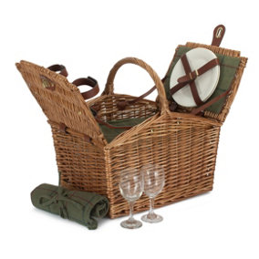 Red Hamper FH089 Wicker 2 Person Butterfly Lidded Fitted Picnic Basket