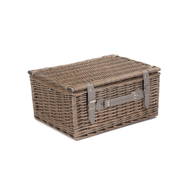 Red Hamper FH113 Wicker 2 Person Grey Tweed Fitted Picnic Basket