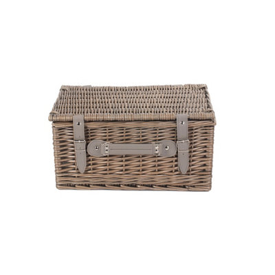 Red Hamper Cesto Da Picnic Di Lusso Per 2 Persone In Vimini - 40x46x34 Cm, Marrone, Con Piatti In Porcellana, Bicchieri, Posate E Tovaglioli