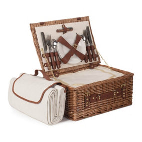Red Hamper FH116 Wicker 4 Person Classic Fitted Picnic Basket