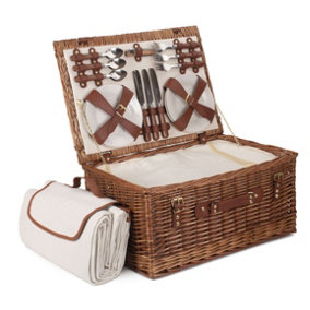 Red Hamper FH117 Wicker 6 Person Classic Fitted Picnic Basket