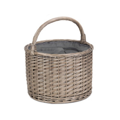 Red Hamper FH118 Wicker Round Grey Chiller Picnic Basket DIY at B&Q