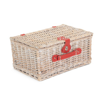 Red Hamper FH127 Wicker Red and White Gingham 2 Person Fitted Picnic Basket