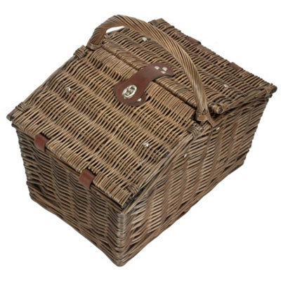 Red Hamper FH129 Wicker 2 Person Nature Pattern Butterfly Lidded Fitted Picnic Basket