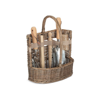 Red Hamper G020/1 Wicker Small Antique Wash Deluxe Garden Tool Basket