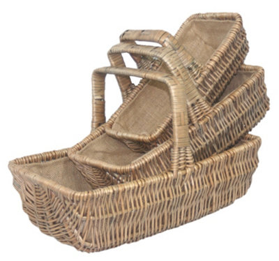 Red Hamper G028 Wicker Set of 3 Rectangular Garden Trugs