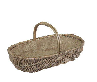 Red Hamper G034/1 Wicker Small Shallow Antique Wash Lined Garden Trugs