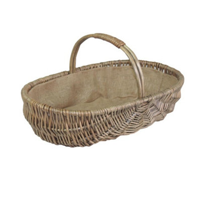 Red Hamper G034/2 Wicker Medium Shallow Antique Wash Lined Garden Trugs