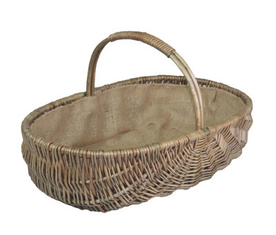 Red Hamper G034/3 Wicker Large Shallow Antique Wash Lined Garden Trugs