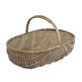 Red Hamper G034/3 Wicker Large Shallow Antique Wash Lined Garden Trugs