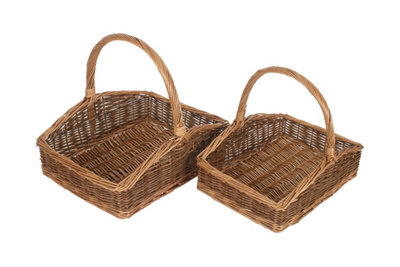 Red Hamper G035 Wicker Set of 2 Rectangular Country Unpeeled Garden Trugs