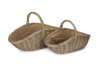 Red Hamper G037 Wicker Set of 2 Antique Wash Harvesting Trug Baskets