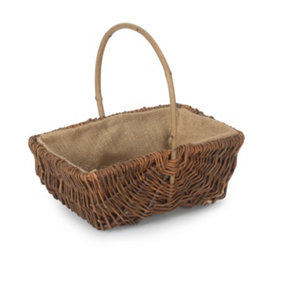Red Hamper G049/1 Wicker Small Rectangular Unpeeled Willow Garden Trug With Hessian Lining