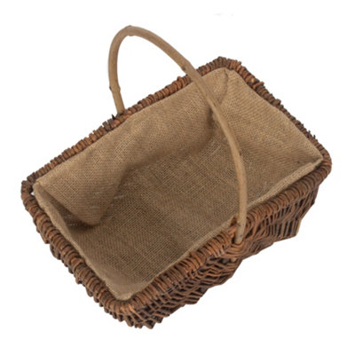 Red Hamper G049/1 Wicker Small Rectangular Unpeeled Willow Garden Trug With Hessian Lining
