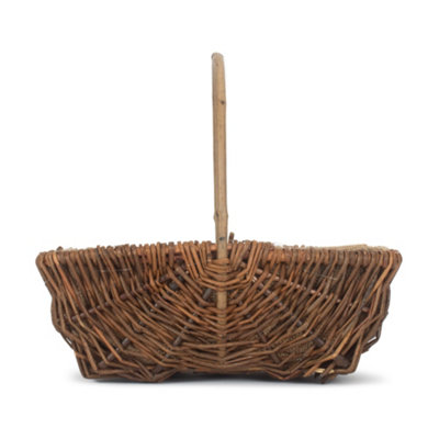 Red Hamper G049/3 Wicker Large Rectangular Unpeeled Willow Garden Trug With Hessian Lining