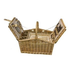 Red Hamper GG010/HOME Wicker Butterfly Lidded 4 Person Fitted Farmhouse Picnic Basket