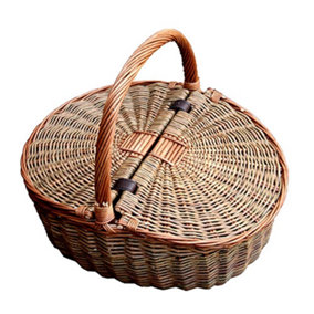 Red Hamper H020/HOME Wicker Two Tone Double Lidded Empty Picnic Basket