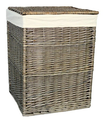 Red Hamper H022 2 Wicker Large Antique Wash Square Laundry Basket