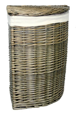 Red Hamper H034 1 Wicker Antique Wash Small Corner Laundry Basket