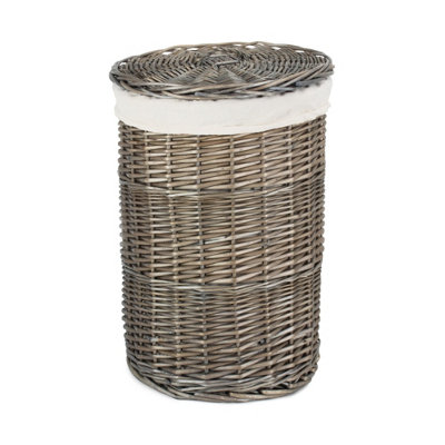 Red Hamper H035 1 Wicker Small Antique Wash Round Laundry Basket