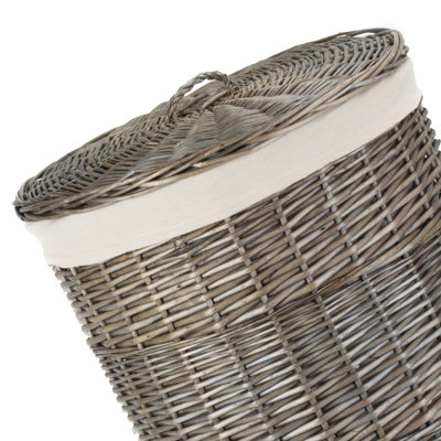 Red Hamper H035 1 Wicker Small Antique Wash Round Laundry Basket