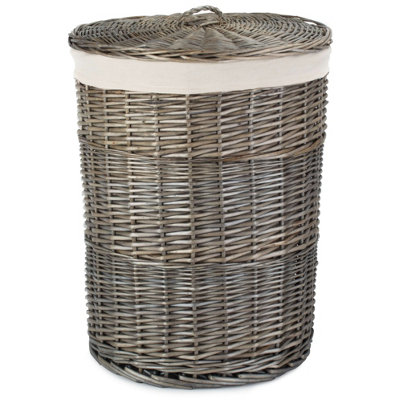 Red Hamper H035 2 Wicker Large Antique Wash Round Laundry Basket