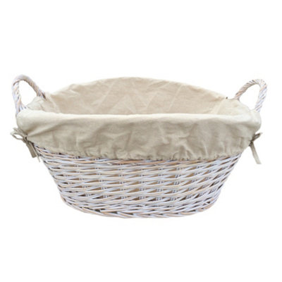 Red Hamper H064 Wicker White Finish Lined Wash Basket