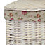 Red Hamper H079-1 Wicker Small Corner White Wash Laundry Basket with a Garden Rose Lining