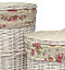 Red Hamper H080 Wicker Set of 2 Round White Wash Laundry Baskets with a Garden Rose Lining