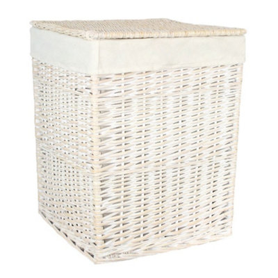 Red Hamper H081/2 Wicker Large Square White Wash Laundry Basket
