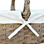 Red Hamper H093W Wicker Antique Wash Finished Stair Basket with White Lining