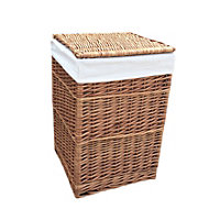 Red Hamper H095W-1 White Lining Light Steamed Small Square Laundry Wicker Basket