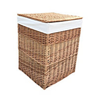 Red Hamper H095W-2 White Lining Light Steamed Large Square Laundry Wicker Basket