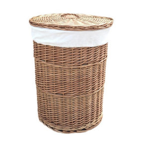 Red Hamper H097W/2 Wicker Large Light Steamed Round Laundry Baskets with White Lining